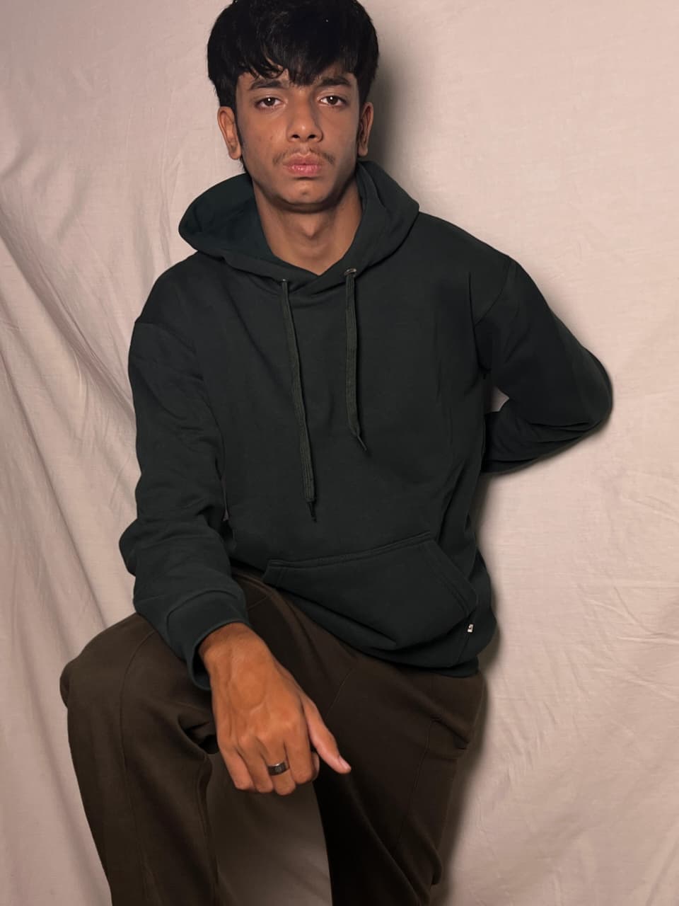 Plain Green Weighted Hoodie