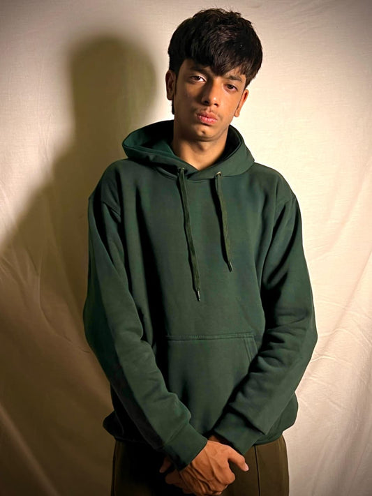 Plain Green Weighted Hoodie