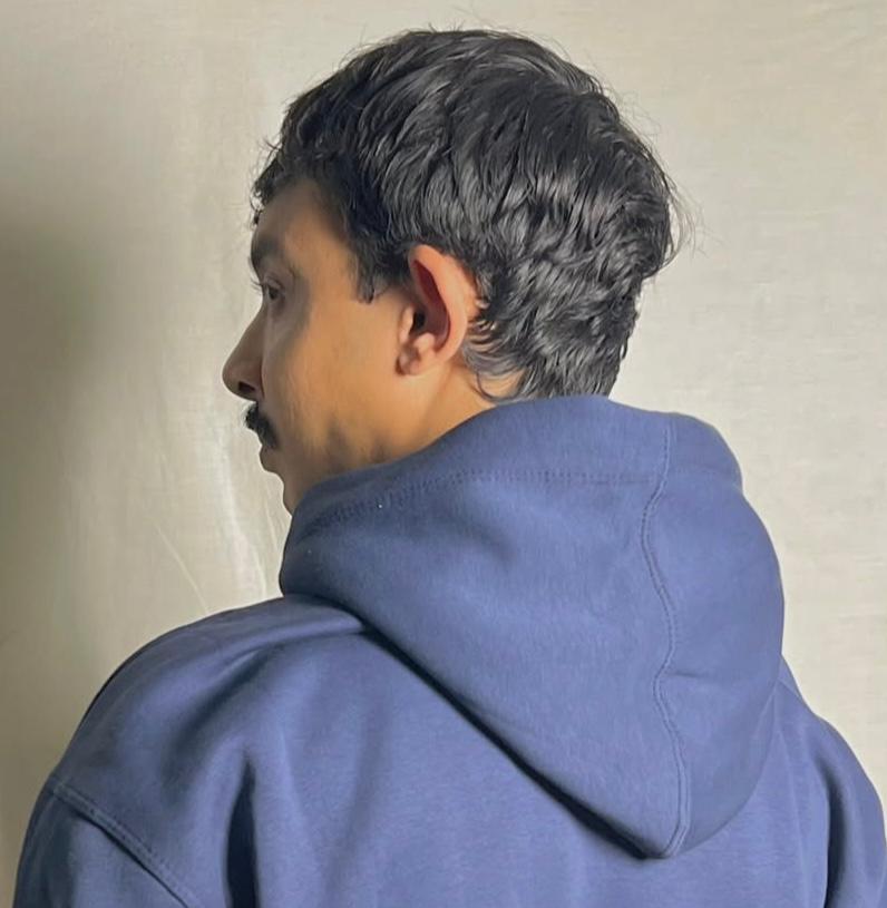 Blue Plain Hooded Sweatshirt